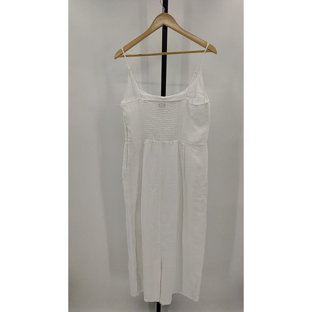Quince Womens 100% European Linen Scoop Neck Midi Dress White Basic Sleeved M - Picture 3 of 3